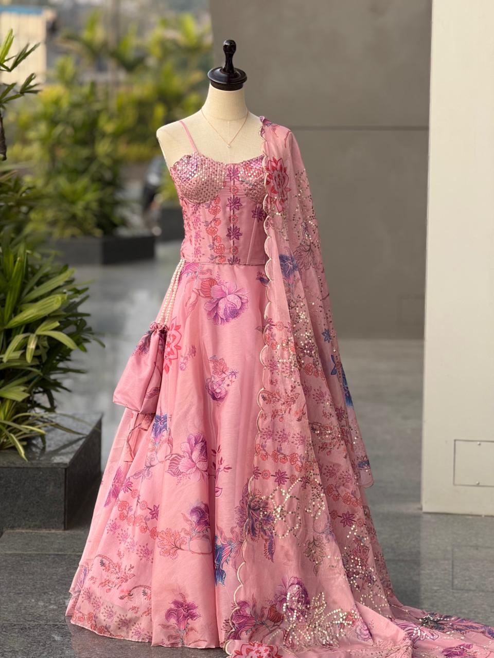 Wedding Designer Pink Color Anarkali Suits