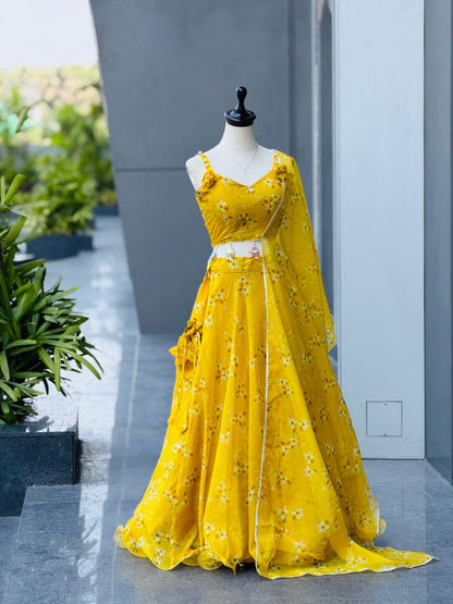Exclusive Wedding Yellow  Color Anarkali Lehengh