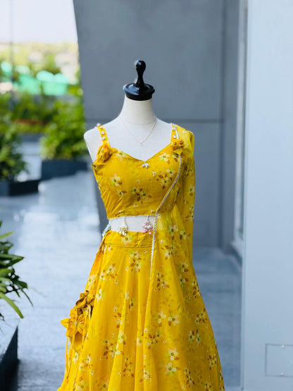 Exclusive Wedding Yellow  Color Anarkali Lehengh