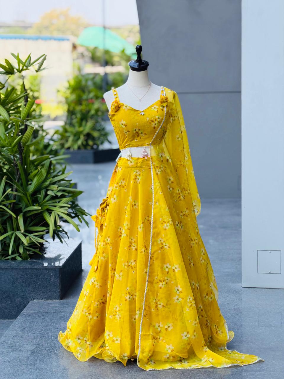 Exclusive Wedding Yellow  Color Anarkali Lehengh