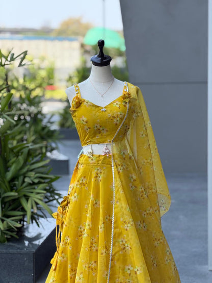 Exclusive Wedding Yellow  Color Anarkali Lehengh