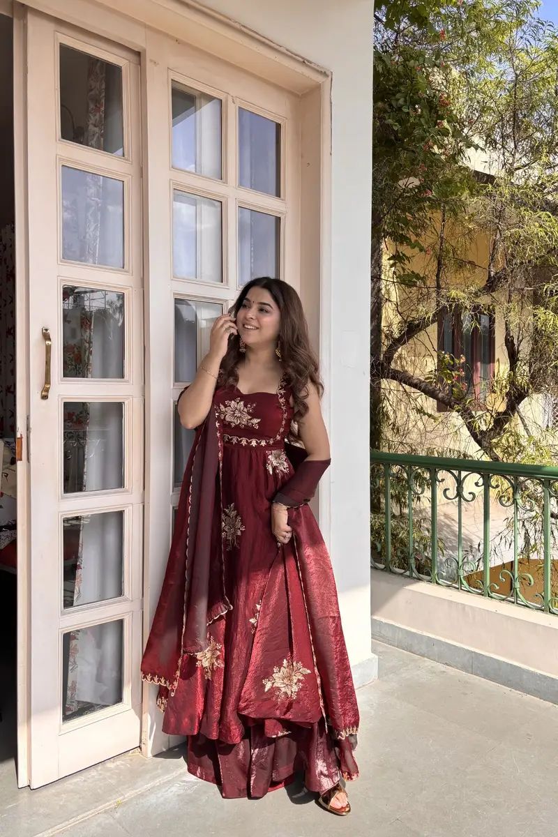 Traditional Wedding Maroon Color Anarkali Suits
