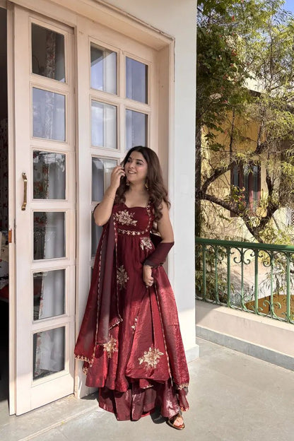Traditional Wedding Maroon Color Anarkali Suits