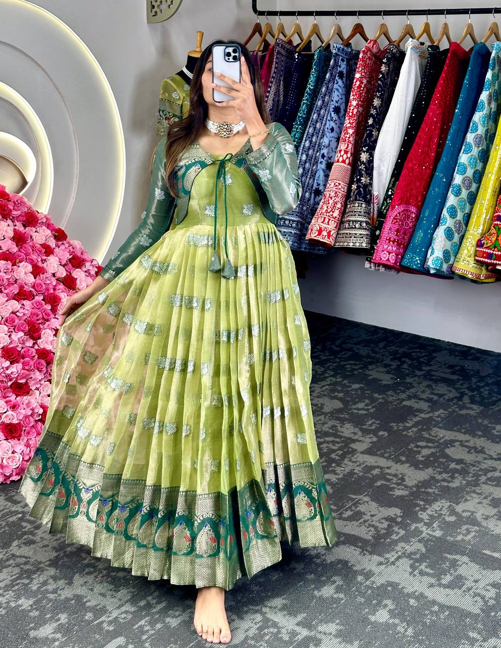 Presenting New Launching Anarkali Gown with Koti Set