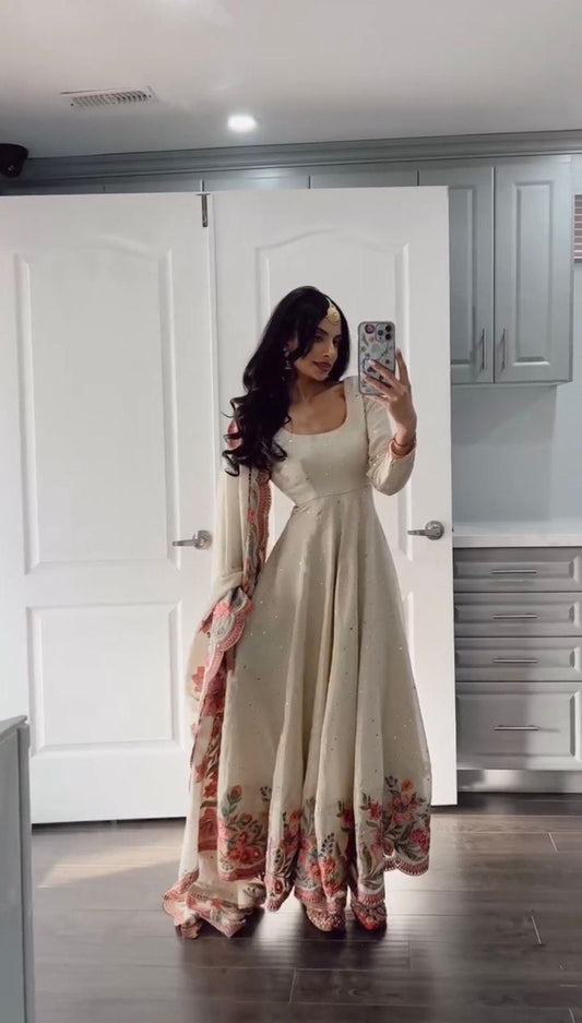 Presenting Anarkali Gown With Chhinon Silk