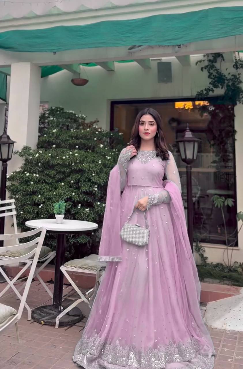 Grand Wedding Anarkali Gown With Lehenga
