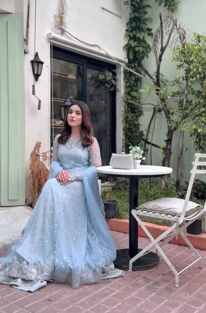 Grand Wedding Anarkali Gown With Lehenga