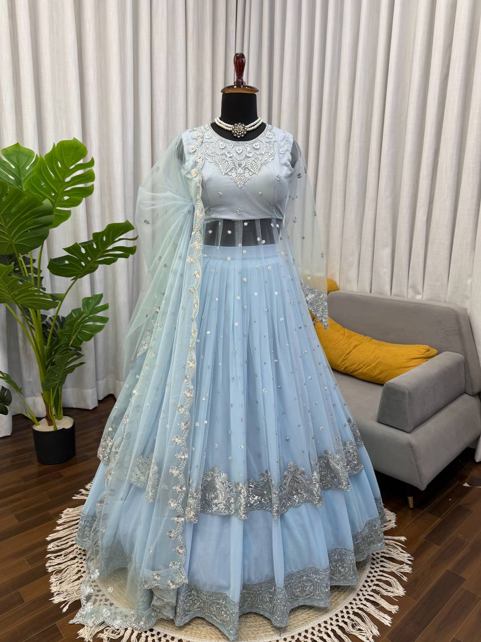 Grand Wedding Anarkali Gown With Lehenga