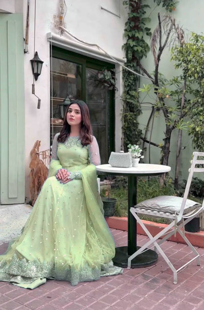 Grand Wedding Anarkali Gown With Lehenga