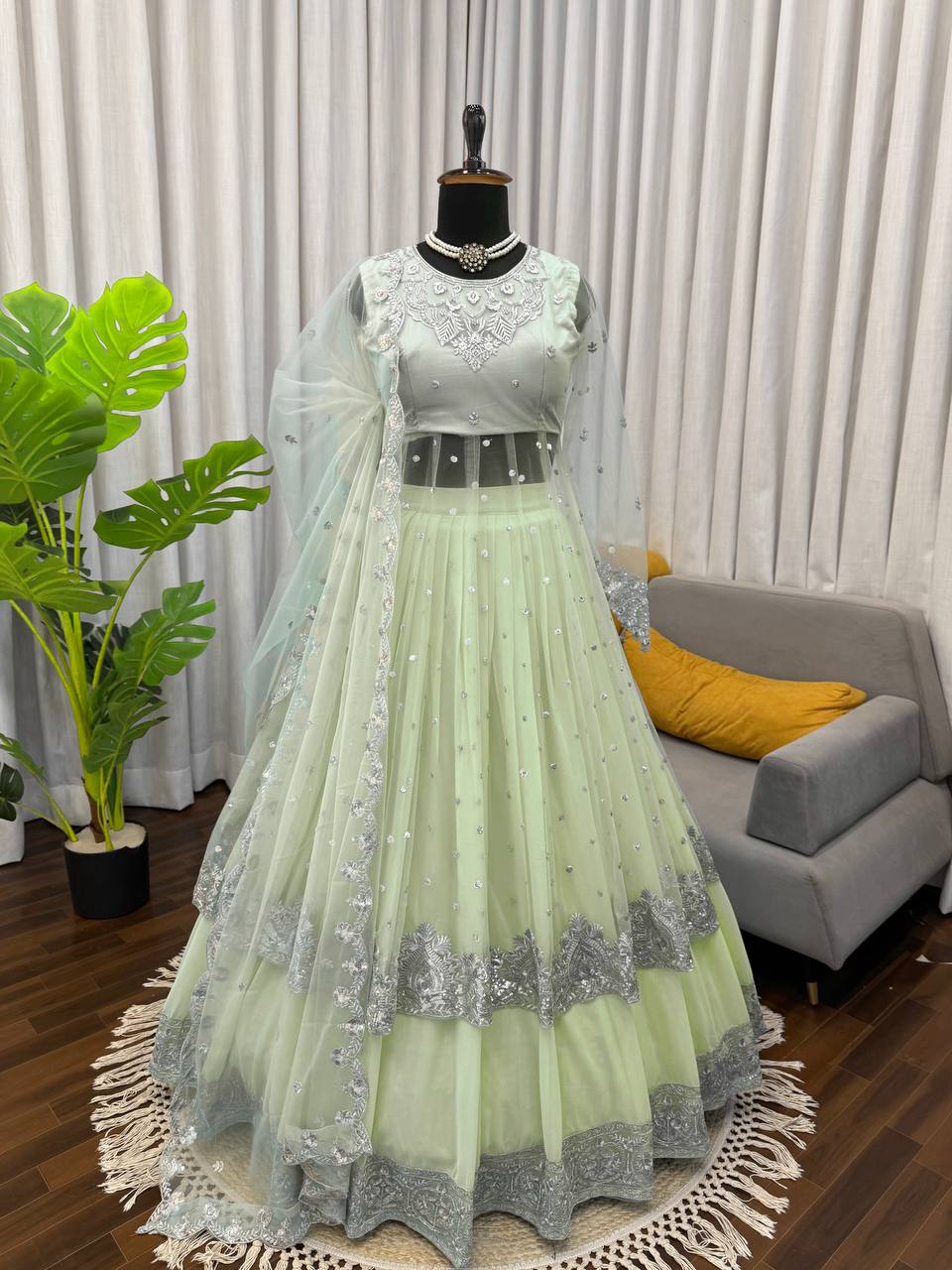 Grand Wedding Anarkali Gown With Lehenga