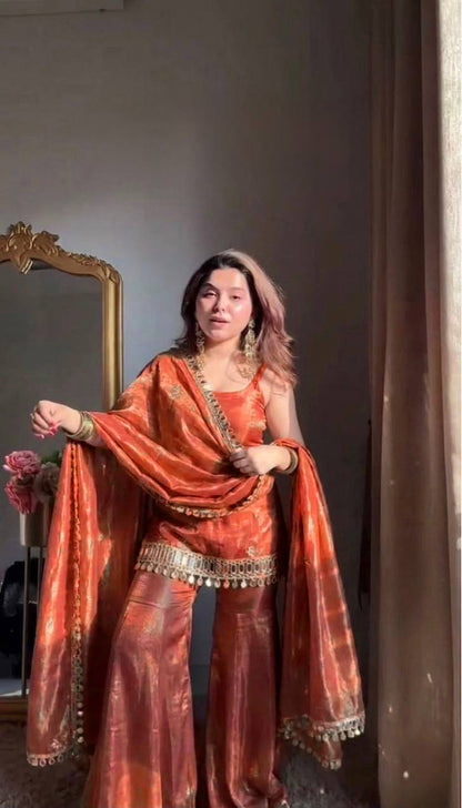 Trendy New Wedding Sky Sharara Suit