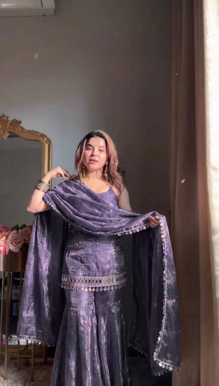 Trendy New Wedding Sky Sharara Suit