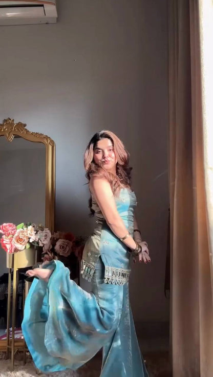 Trendy New Wedding Sky Sharara Suit