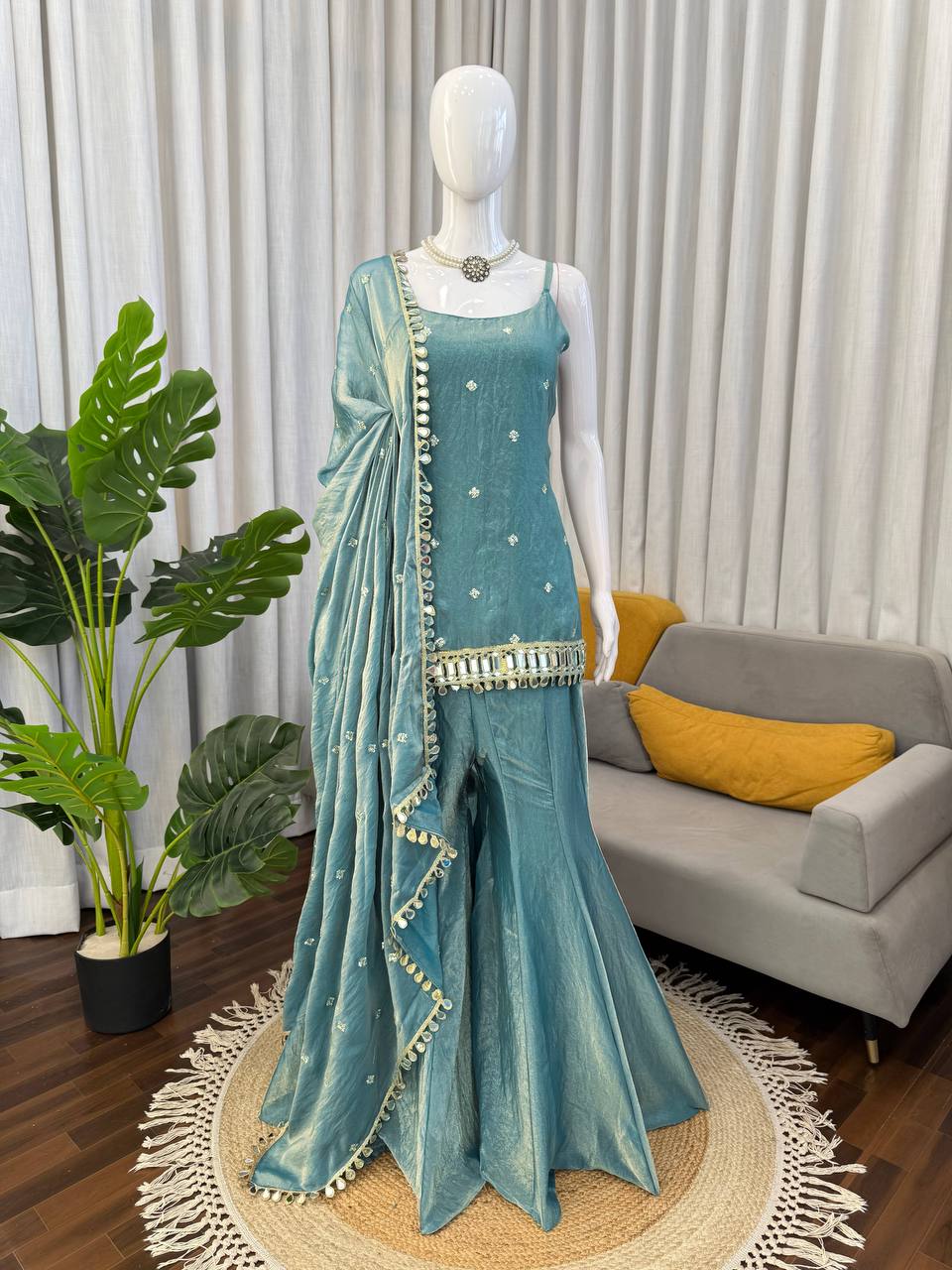 Trendy New Wedding Sky Sharara Suit